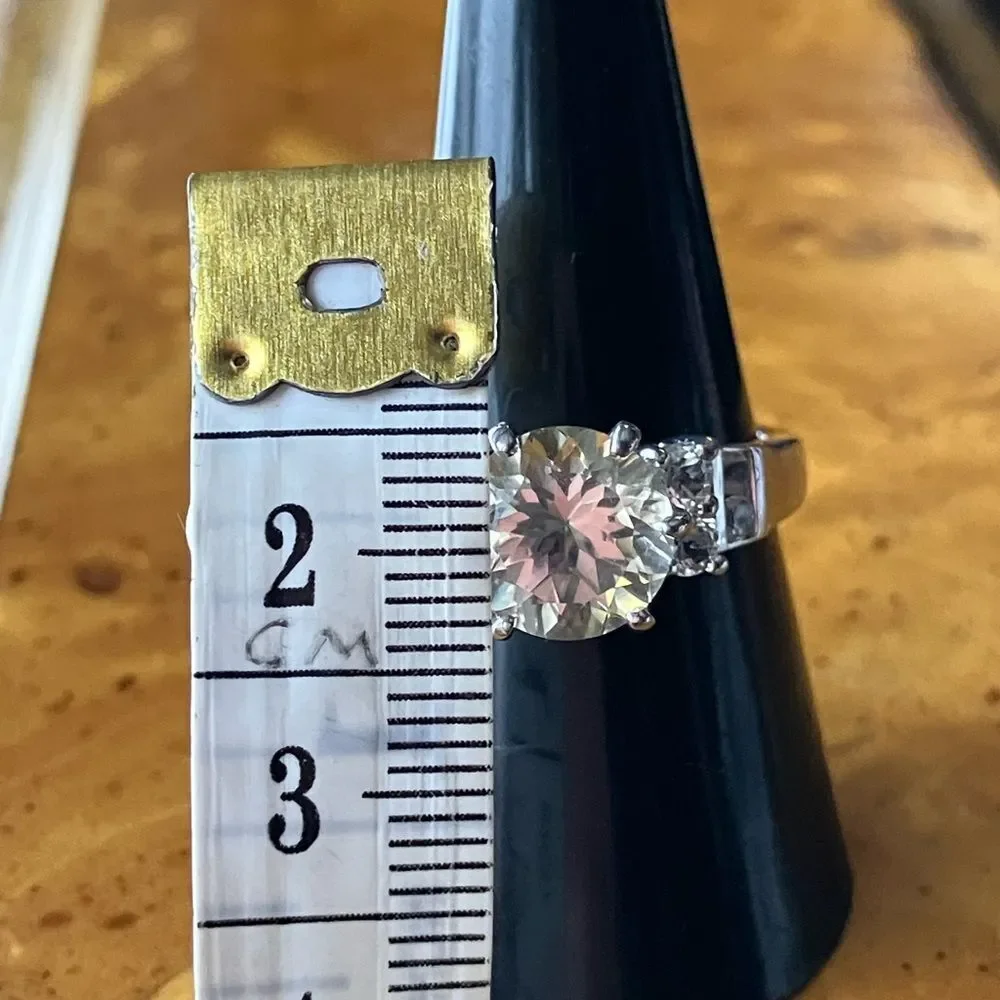 Yellow Labradorite White Topaz Sterling Silver Ring Size 8